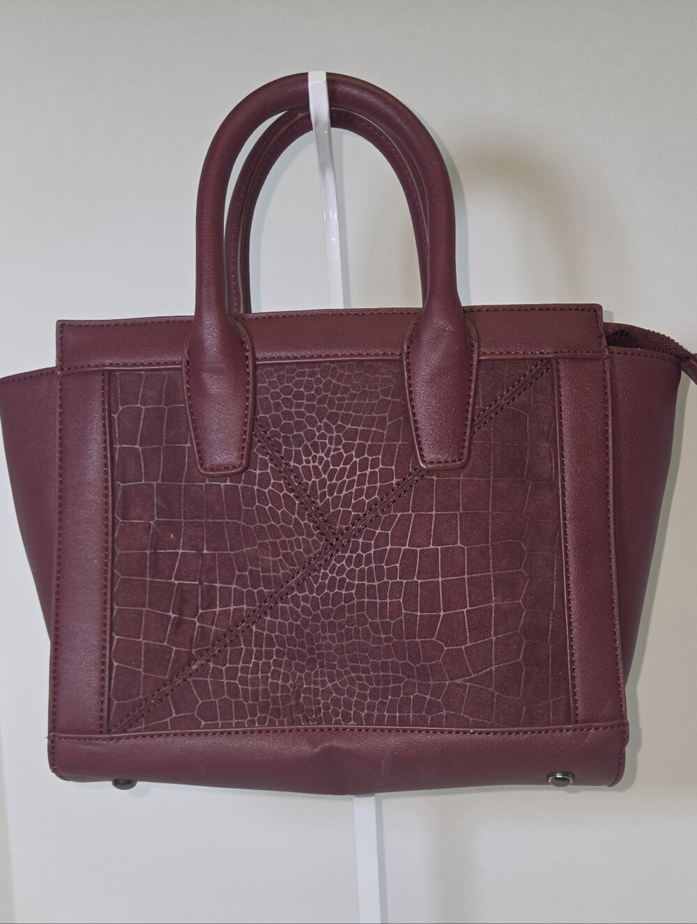 Charming Charlie Textured Wine Satchel Handbag